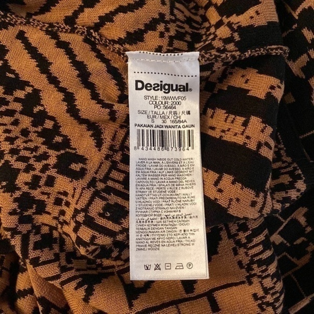 NWT Desigual Giuliana black rust knit silk dress ZZ24 - Picture 10 of 13